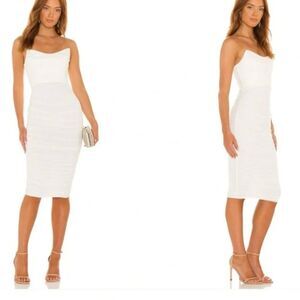 Michael‎ Costello x Revolve India Midi Dress White Size XS NWT Strapless Ruched